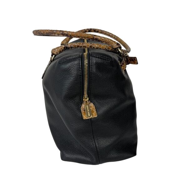 Michael Kors Hamilton Weekender Large Travel Bag Black Leather Python Handles - Picture 5 of 16